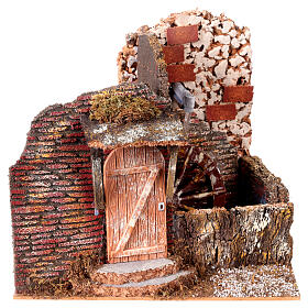 Mulino ad acqua funzionante con pompa 25x20x20 cm presepe 8-10 cm