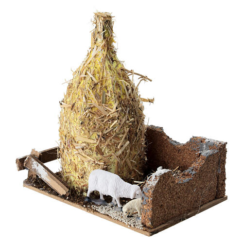 Sheaf with sheeps, 15x15x10 cm, for 8-10 cm Nativity Scenes 2