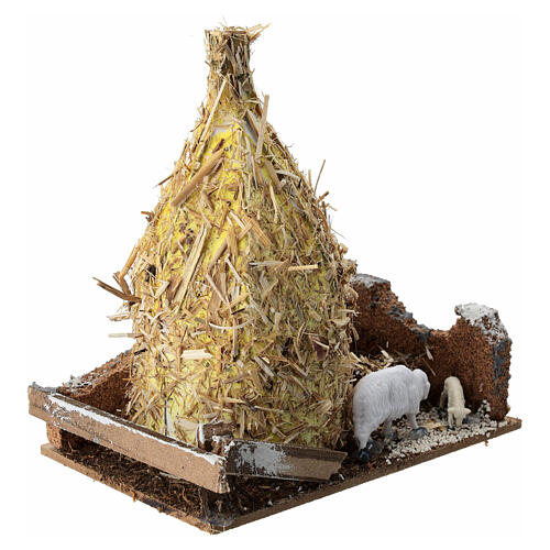 Sheaf with sheeps, 15x15x10 cm, for 8-10 cm Nativity Scenes 3