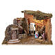 Cabaña belén con Natividad 10 cm luz, molino de agua 30x50x30cm s1