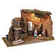 Capanna presepe con Natività 10 cm luce, mulino ad acqua 30x50x30cm s5