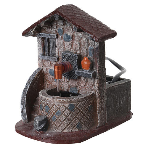 Brunnen aus Resin mit kleiner Pumpe, für 8-cm-Krippe – 12 × 10 × 12 cm 2