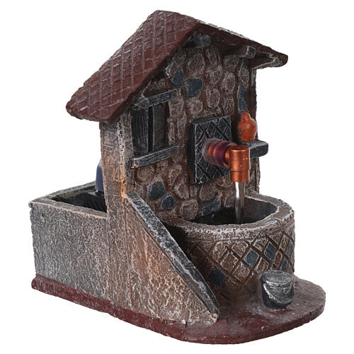 Grey fountain with pump 12.5x10x12 cm in resin for 8cm nativity scene 3