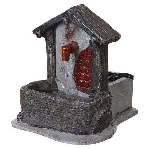 Fontaine fonctionnelle avec pompe 15x12x12 cm en résine pour crèches 8 cm 3