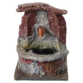 Kleiner Brunnen aus Resin mit Wasserfunktion, für 8-cm-Krippe – 12 × 10 × 12 cm