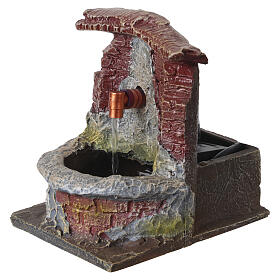 Kleiner Brunnen aus Resin mit Wasserfunktion, für 8-cm-Krippe – 12 × 10 × 12 cm