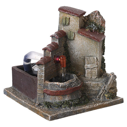 Functional water fountain for 8 cm Nativity Scenes, 15x10x15 cm 2