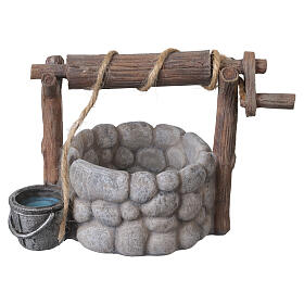Resin well with bucket and rope, 10x15x10 cm, for 10 cm Nativity Scenes