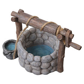 Resin well with bucket and rope, 10x15x10 cm, for 10 cm Nativity Scenes