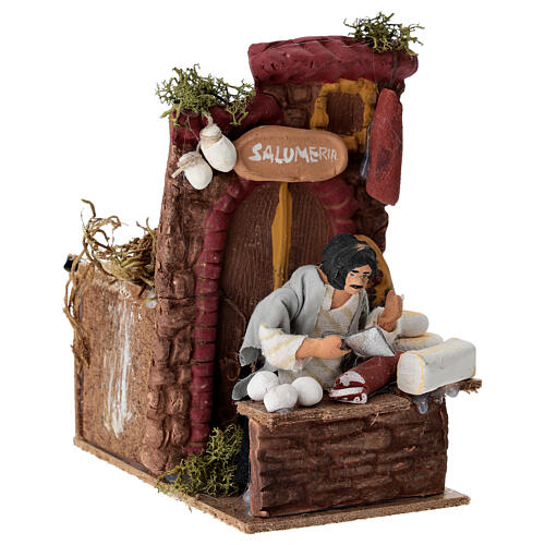 Wurstverkäufer in Bewegung, für 10 cm Krippe, 10x15x15 cm, Neapolitanische Krippe 3