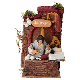 Venditore di salumi movimento presepe 10 cm 10x15x15 cm
