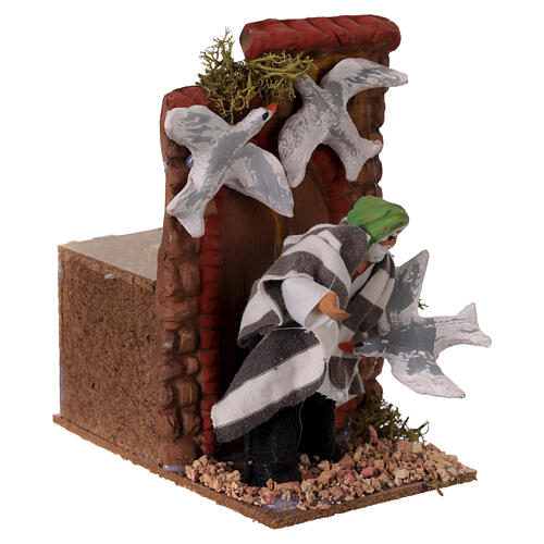 Escena hombre con palomas movimiento belén 15x10x10 cm belén 10 cm 3