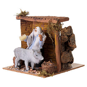 Scena movimento presepe 10 cm uomo con asino 10x15x15 cm