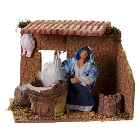 Animated Woman plucking hens 10x15x15 cm, 10 cm Nativity Scene