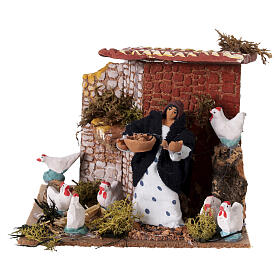 Mujer en el gallinero belén 10 cm 15x15x15 cm