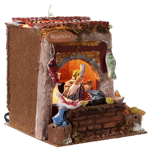 Poissonnier scène crèche 10 cm mouvement 18x18x18 cm 3