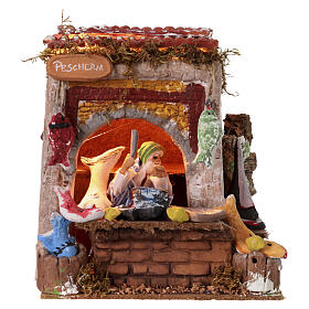 Pescheria scena presepe 10 cm movimento 18x18x18 cm