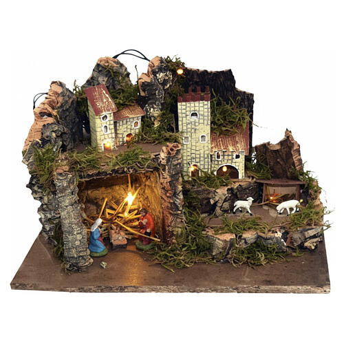 Kit Belén hecho con bricolaje con luz y Natividad 6 cm 25x35x20 cm 2