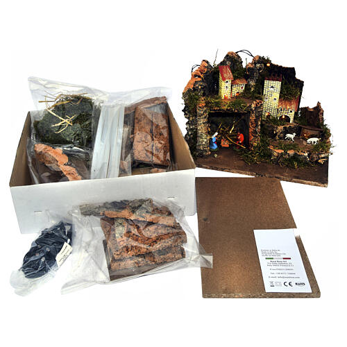 Conjunto presépio faça você mesmo com luz e Natividade 6 cm 25x35x20 cm 3