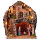 Borgo con case Natività illluminato presepe 12 cm 30x35x20 cm s1