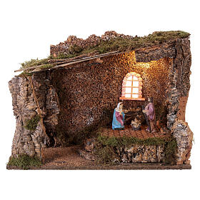 Nativity cave with light and 10 cm Nativity Scene, 35x50x25 cm