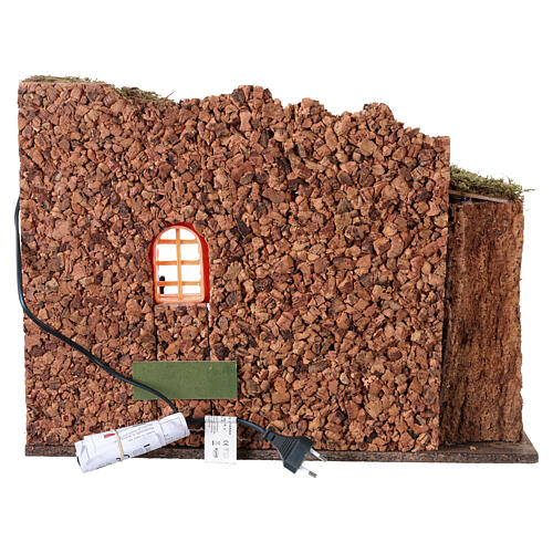 Capanna 35xx50x25 cm con luce e Natività presepe cm 10 4