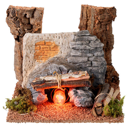 Fuego de pared con piedras y rocas 1
