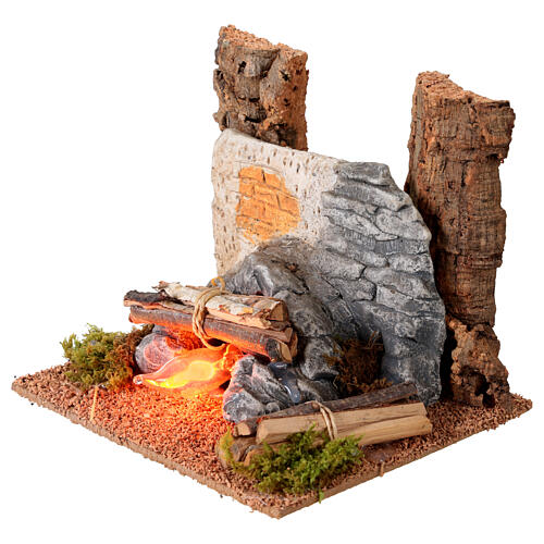 Fuego de pared con piedras y rocas 3