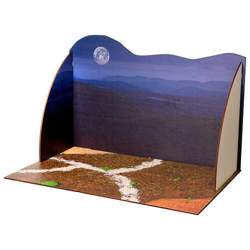 Panorama für die Krippe – Holz, Nachtblau, 40 × 60 × 40 cm 3