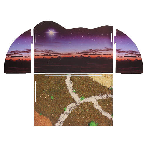 Panorama für die Krippe – Holz, Sonnenuntergang mit Stern, 40 × 60 × 40 cm 4