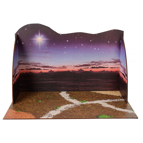 Nativity background, sunset set in wood 1