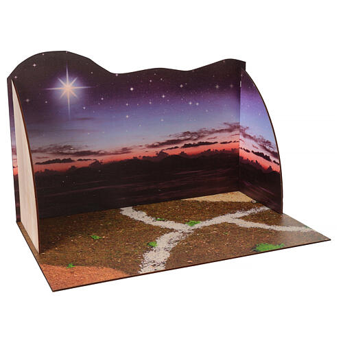 Nativity background, sunset set in wood 3