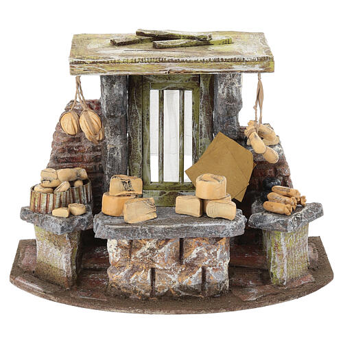Ambientazione venditore di formaggi 18x25x18 cm presepe 10 cm 1