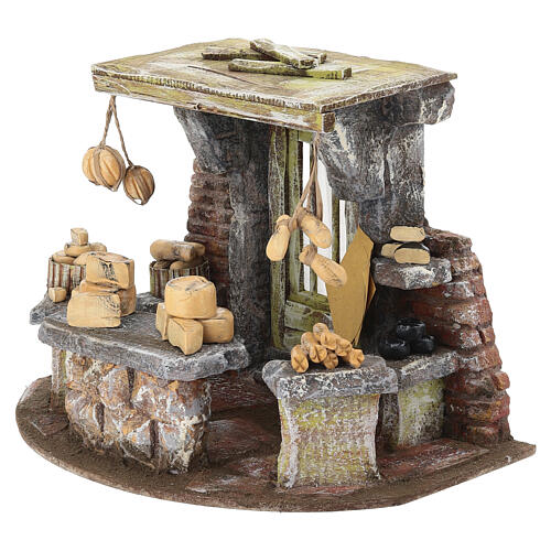 Ambientazione venditore di formaggi 18x25x18 cm presepe 10 cm 3