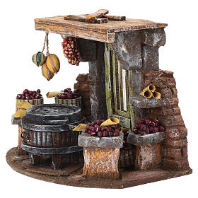 Ambientazione bottega delle castagne 15x20x15 cm presepe 8-10 cm