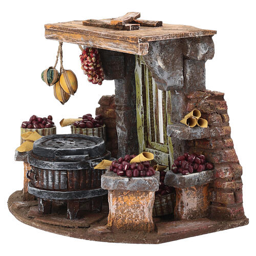 Ambientazione bottega delle castagne 15x20x15 cm presepe 8-10 cm 2