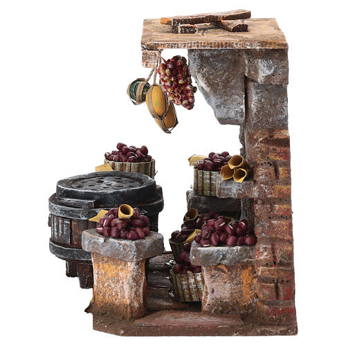 Ambientazione bottega delle castagne 15x20x15 cm presepe 8-10 cm 5