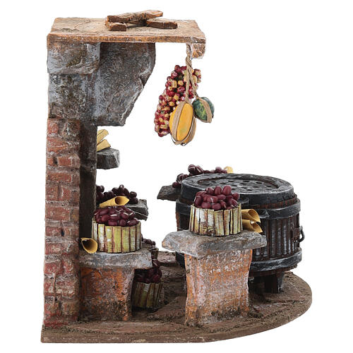 Krippenszene „Verkaufsstand mit Kastanien“ – für 10 cm Krippe, 20 × 25 × 20 cm 4