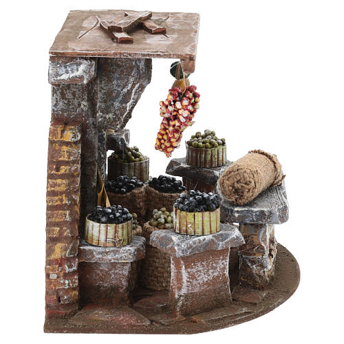 Krippenszene „Verkaufsstand mit Oliven“ – für 10 cm Krippe, 20 × 25 × 20 cm 4