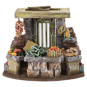 Cenário banca de frutas e legumes 15x20x15 cm presépio 8-10 cm