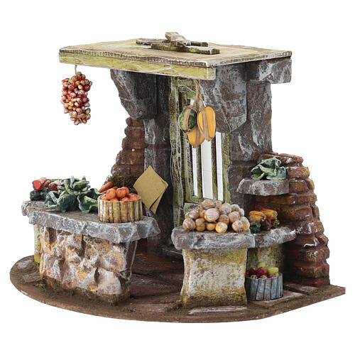Scena fruttivendolo presepe 18x25x18 cm presepe 10 cm 2