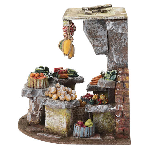 Cena de vendedor de frutas para presépio 18x25x18 cm figura 10 cm 5