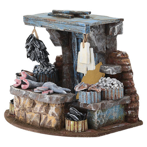Scène crèche 8-10 cm étal poisson 15x20x15 cm 2