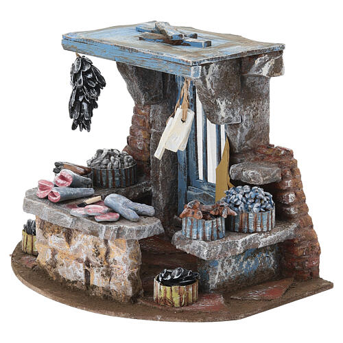 Mise en scène crèche 10 cm étal de poisson 20x25x20 cm 3