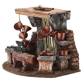 Setting for 8-10 cm Nativity Scene: coppersmith's workshop, 15x20x15 cm