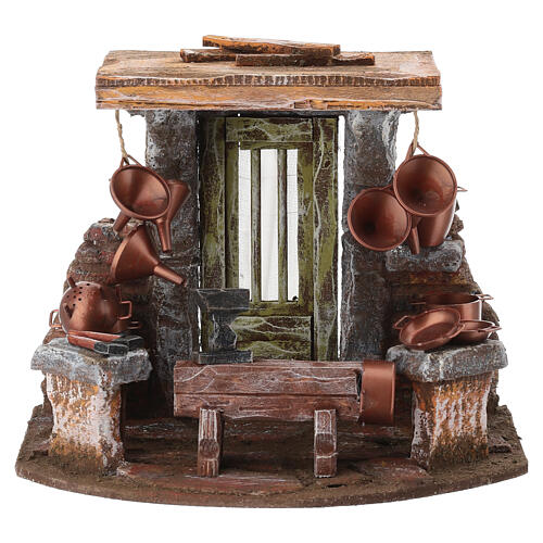 Setting for 8-10 cm Nativity Scene: coppersmith's workshop, 15x20x15 cm 1