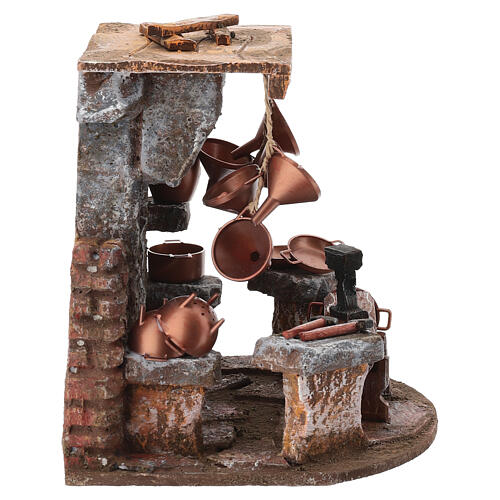 Setting for 8-10 cm Nativity Scene: coppersmith's workshop, 15x20x15 cm 4