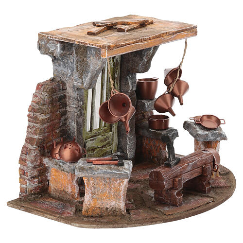 Kupferschmied-Werkstatt – für 10-cm-Krippe, 20 × 25 × 20 cm 3