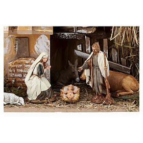 Capanna presepe 10 cm 25x35x15 cm con statuine Natività