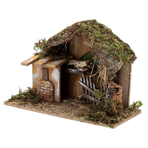 Capanna presepe 10 cm 25x35x15 cm con statuine Natività 7